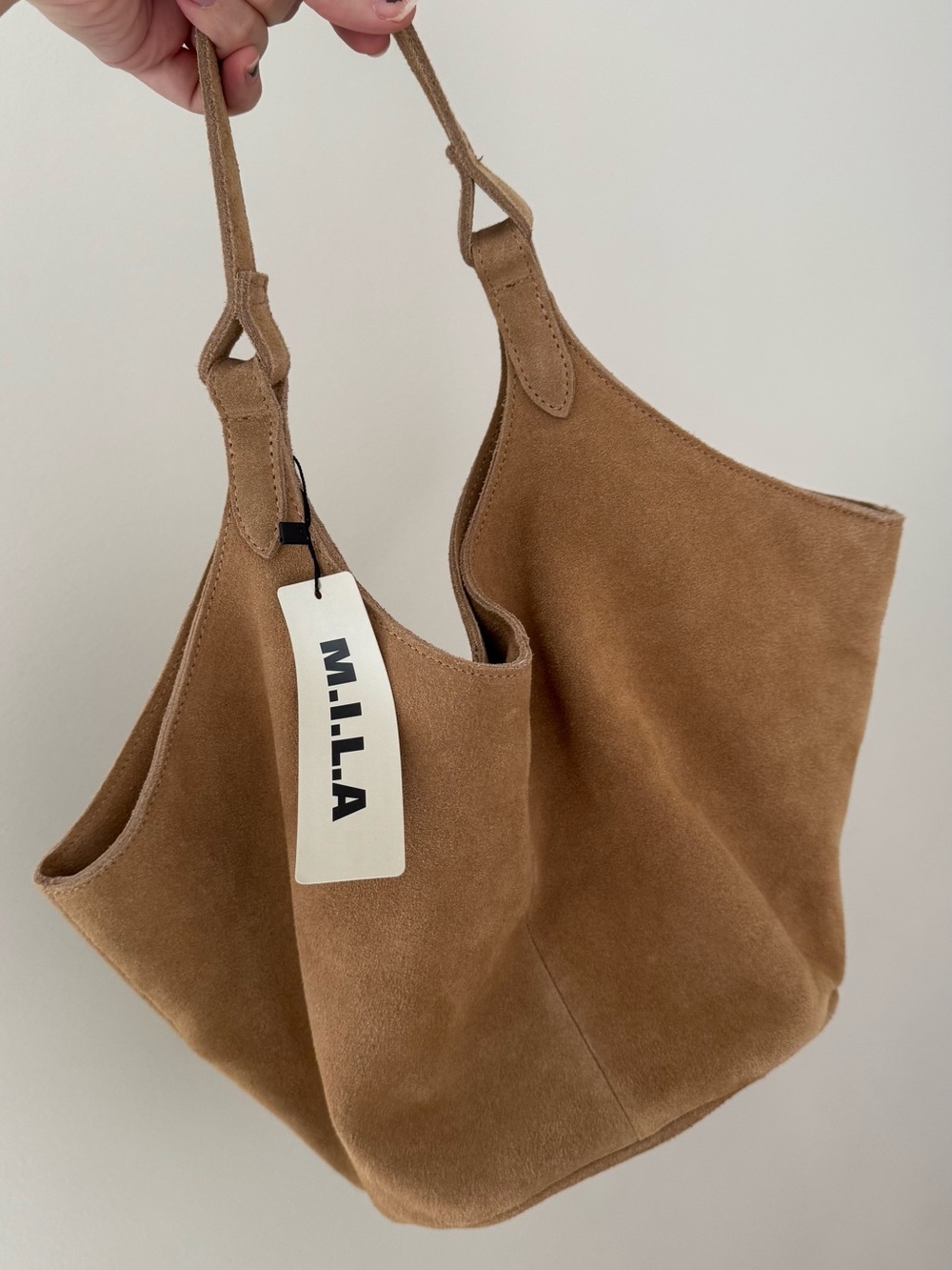 NWT Suede m.i.l.a. purse in Tan